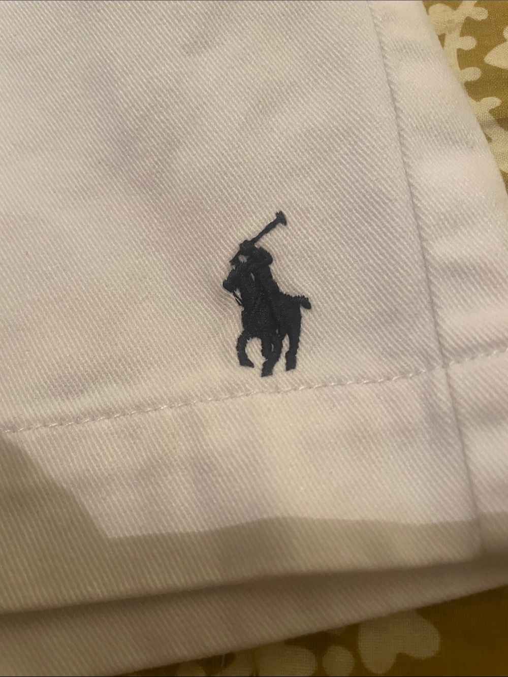 Ralph Lauren Sport White Cotton Chino Shorts with Navy Pony FLAWED - Picture 2 of 5